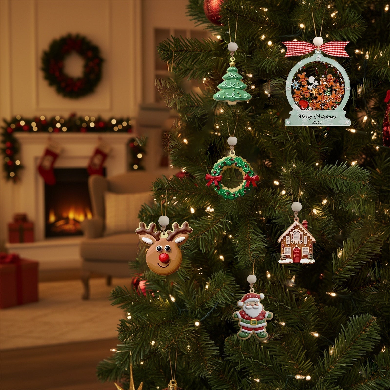 Christmas Snow Globe Ornament - Gingerbread Man