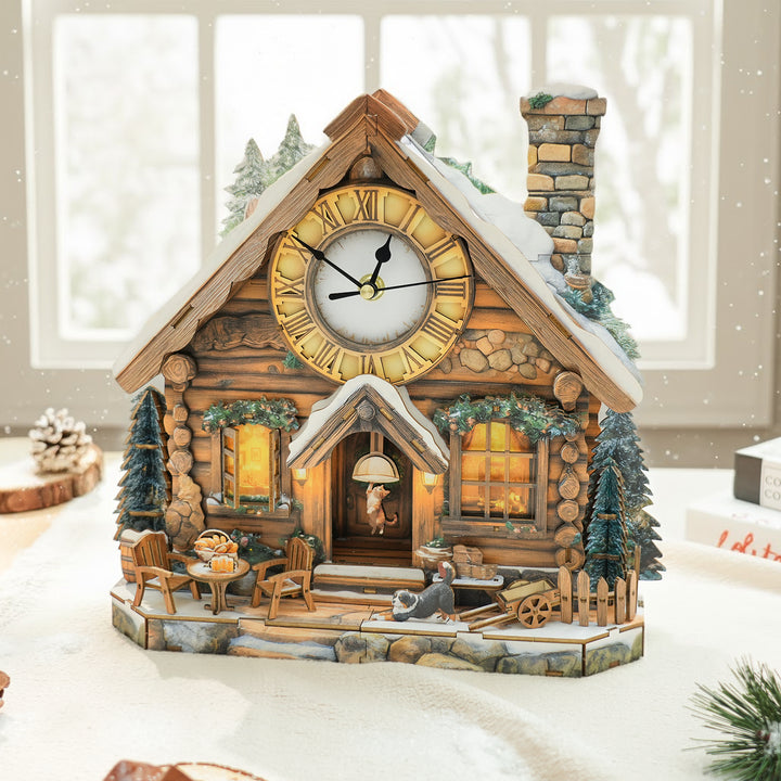 Forest Cabin 3D Wooden Puzzle Clock, Gift  for DIY Lovers, Home Decor