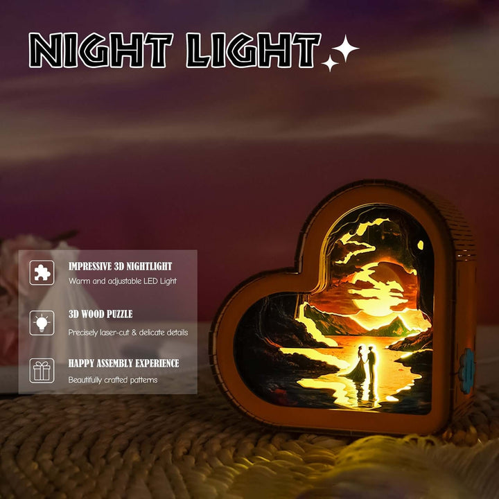Lovers by the River - 3D Wooden Puzzle Night Light Kit