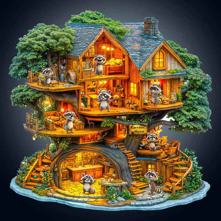 Raccoon House Wooden Jigsaw Puzzle