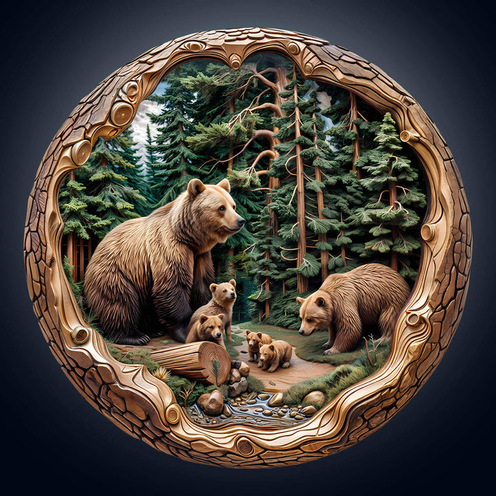 Forest Bear Family Wooden Jigsaw Puzzle