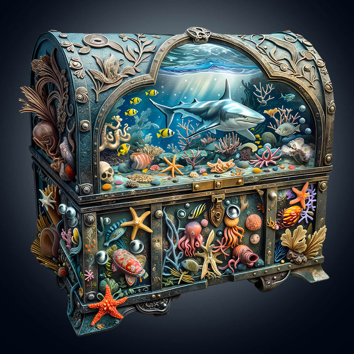 3D Treasure Chest Ocean-2 Wooden Jigsaw Puzzle