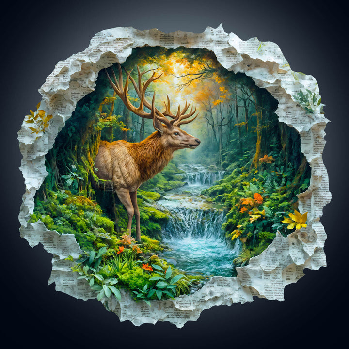 Deer and forest Wooden Jigsaw Puzzle