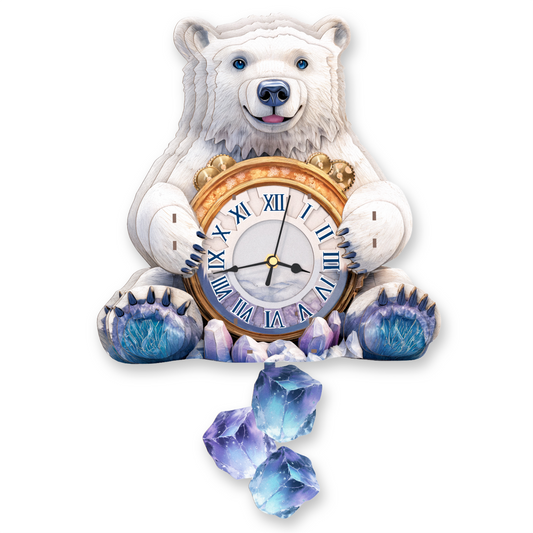 Eisbär-3D-Holzpuzzle-Uhr, Bastelset
