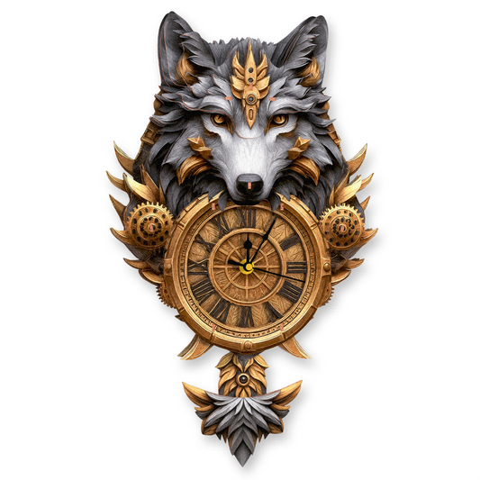 Wolf-Totem 3D-Holzpuzzle-Uhr, Bastelset