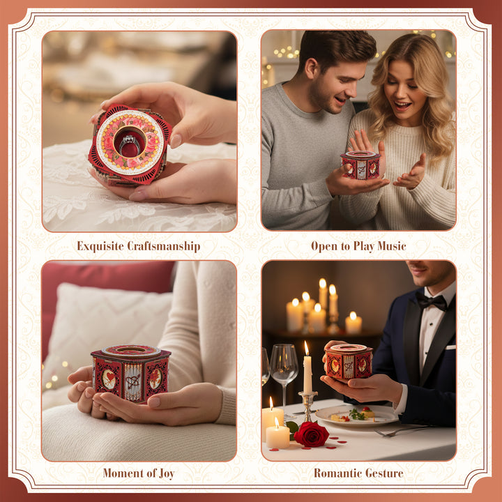 Love Ring Box Mechanical DIY Kit, 3D Wooden Music Box