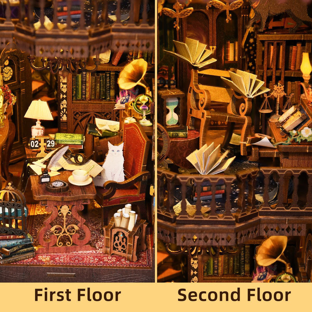 Wander Library - DIY Book Nook Kit,3D Wooden Puzzle
