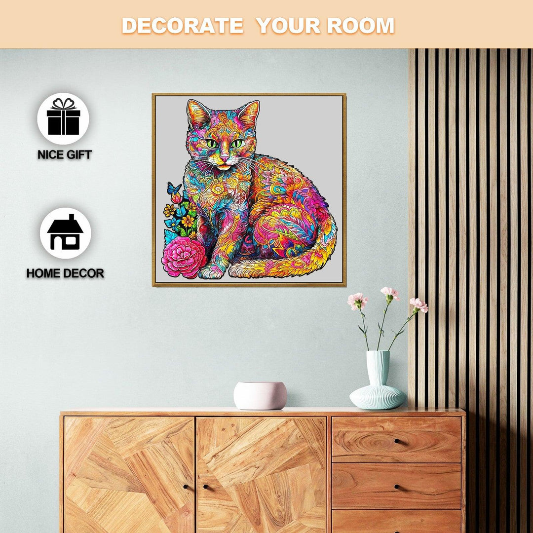 Colorful cat artwork as home decor, ideal for gifts and room decoration.