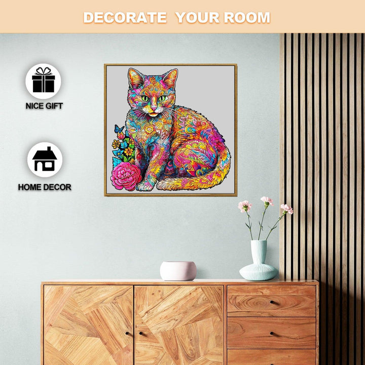 Colorful cat artwork as home decor, ideal for gifts and room decoration.