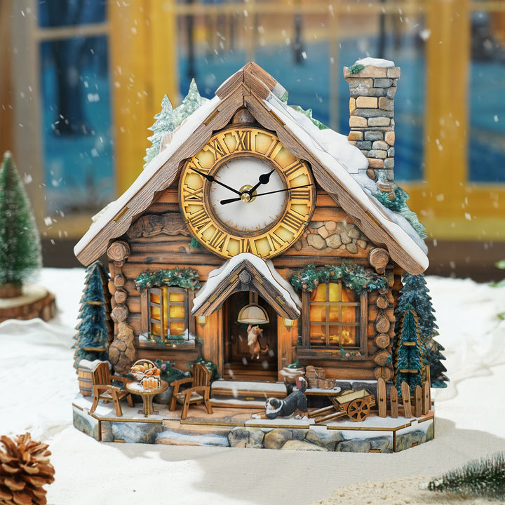 Forest Cabin 3D Wooden Puzzle Clock, Gift  for DIY Lovers, Home Decor