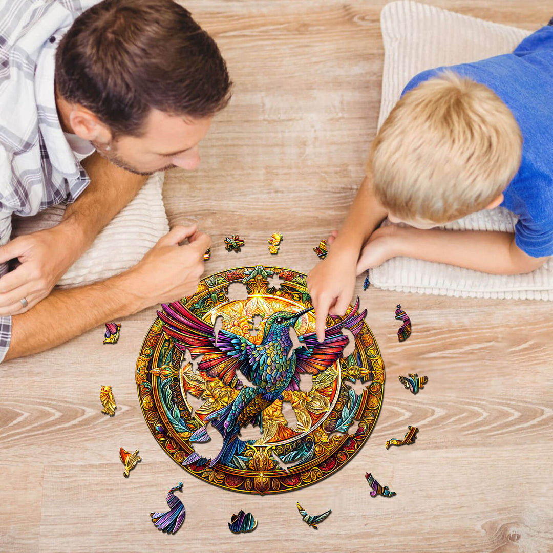 Vintage hummingbird-2  Wooden Jigsaw Puzzle
