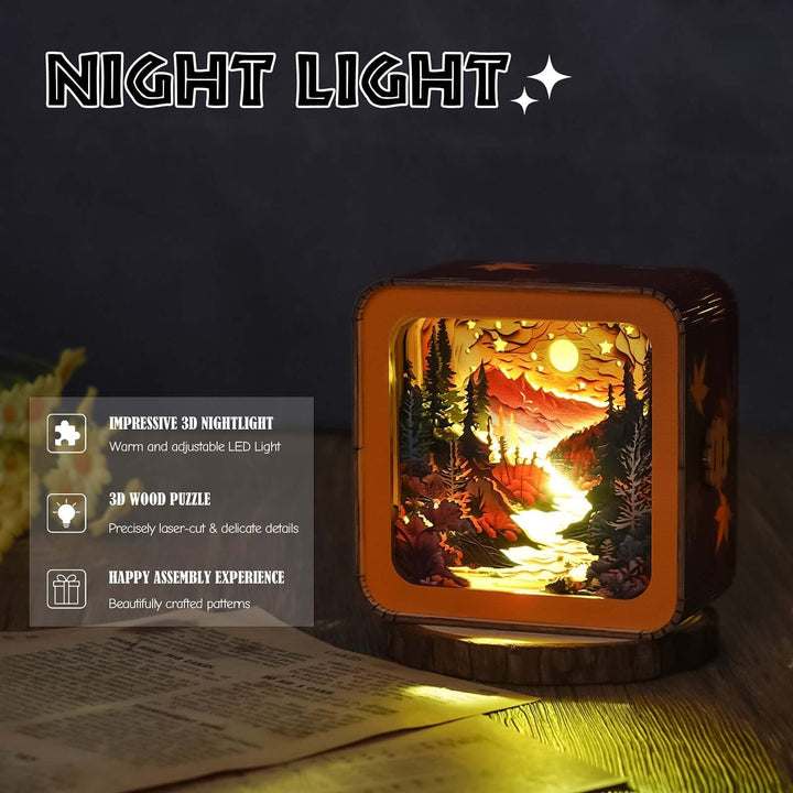 Forest Sunset  - 3D Wooden Puzzle Night Light Kit