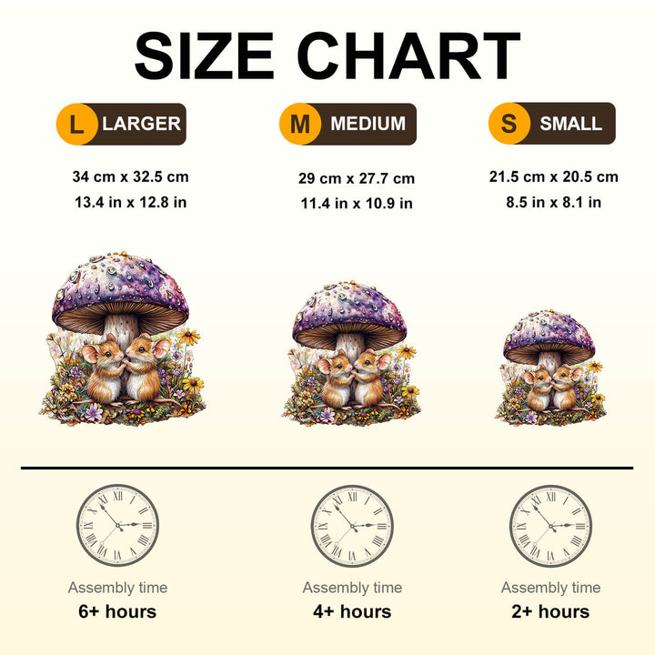 Mice and mushrooms Wooden Jigsaw Puzzle
