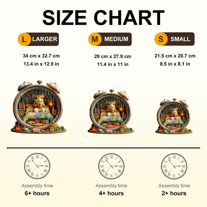 Alarm clock mouse Wooden Jigsaw Puzzle