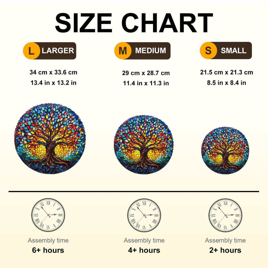 Colored glass life tree-1 Wooden Jigsaw Puzzle