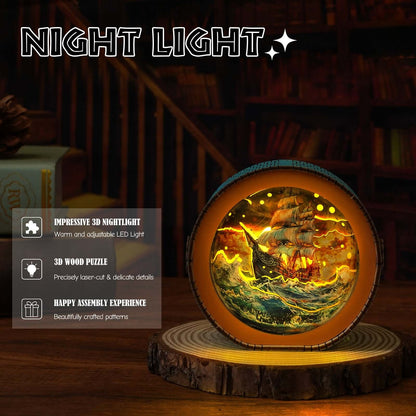 Intrepid Explorer – 3D-Holzpuzzle-Nachtlicht