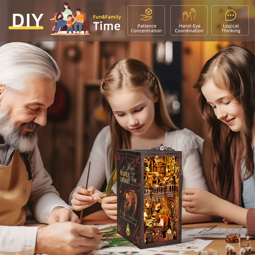 Wander Library - DIY Book Nook Kit,3D Wooden Puzzle