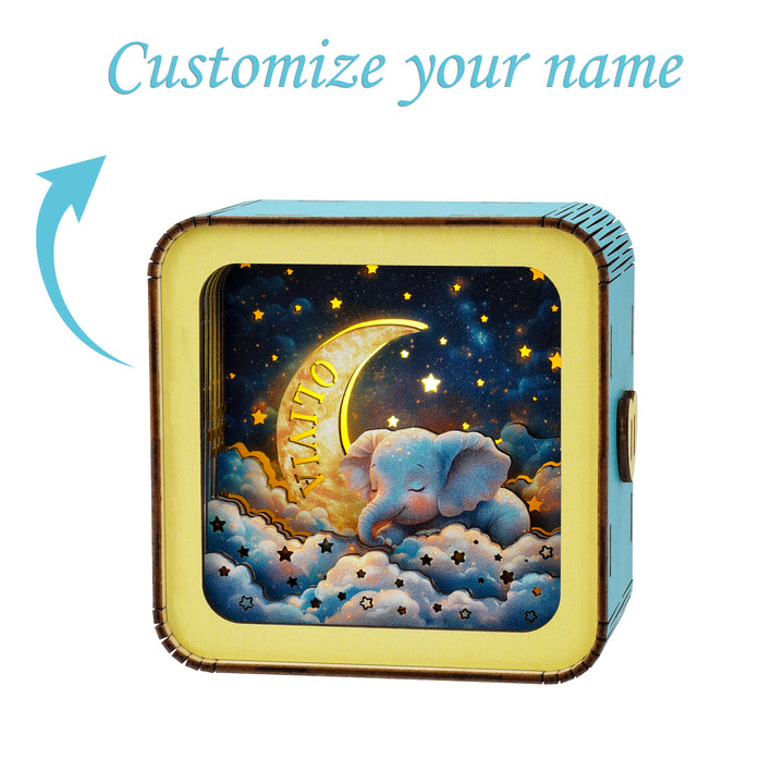 Sleeping On The Moon - Personalized 3D Wooden Puzzle Night Light Kit For Kids