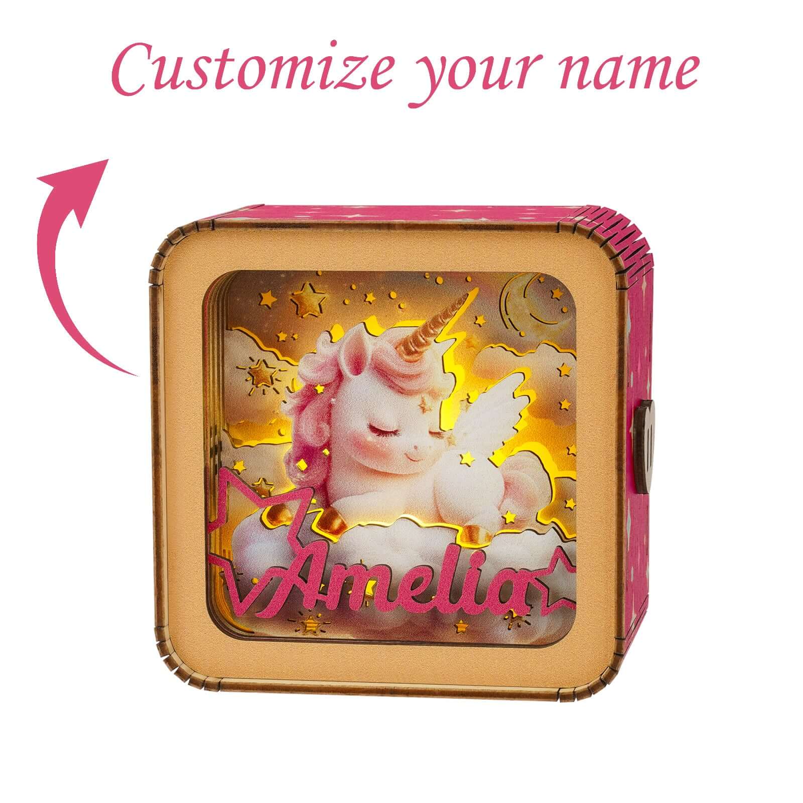 Sleeping Unicorn - Personalized 3D Wooden Puzzle Night Light Kit For Kids