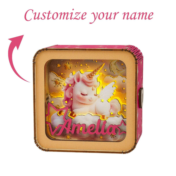 Sleeping Unicorn - Personalized 3D Wooden Puzzle Night Light Kit For Kids