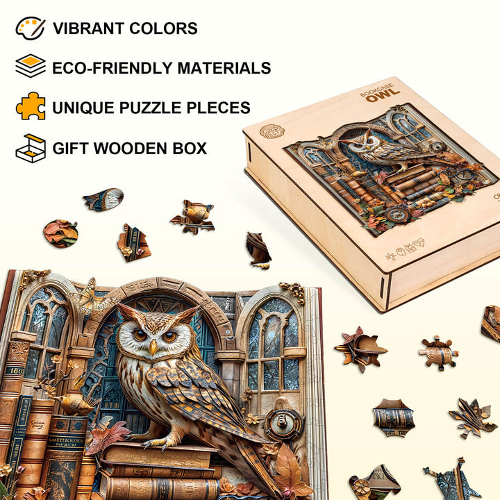 Bookcase owl Wooden Jigsaw Puzzle