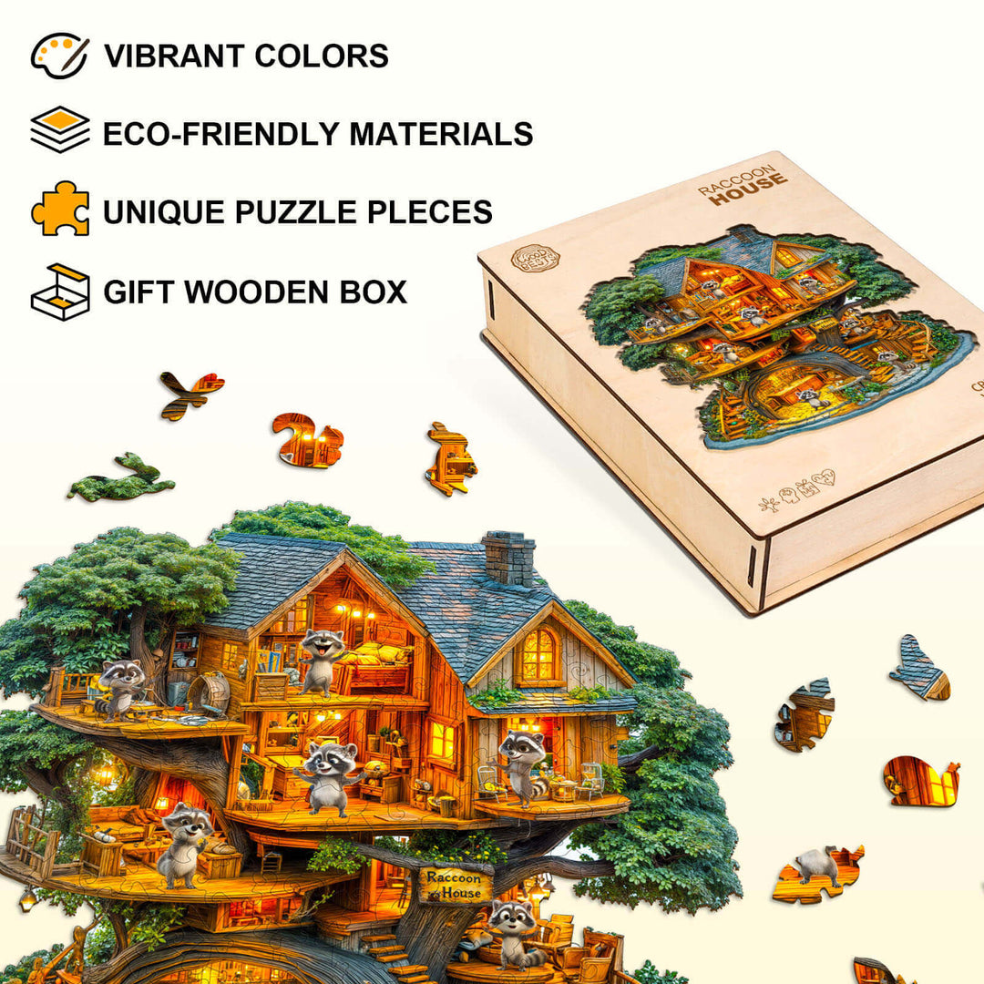 Raccoon House Wooden Jigsaw Puzzle