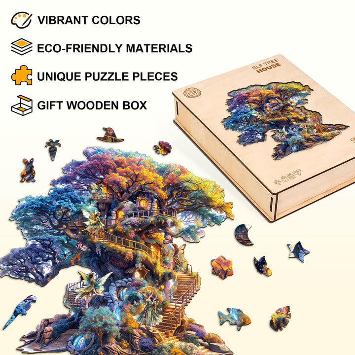 Elf Tree House Wooden Jigsaw Puzzle