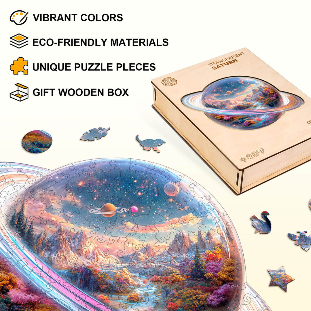 Transparent Saturn Wooden Jigsaw Puzzle