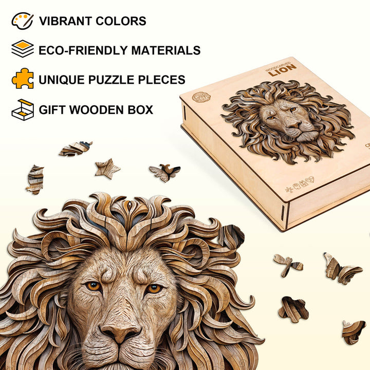Woodcarved lion Wooden Jigsaw Puzzle
