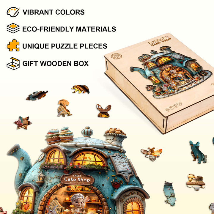 Rabbit's Cake Shop Wooden Jigsaw Puzzle