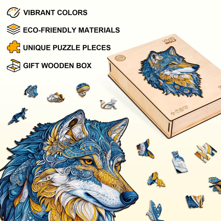 Vivid wolf Wooden Jigsaw Puzzle