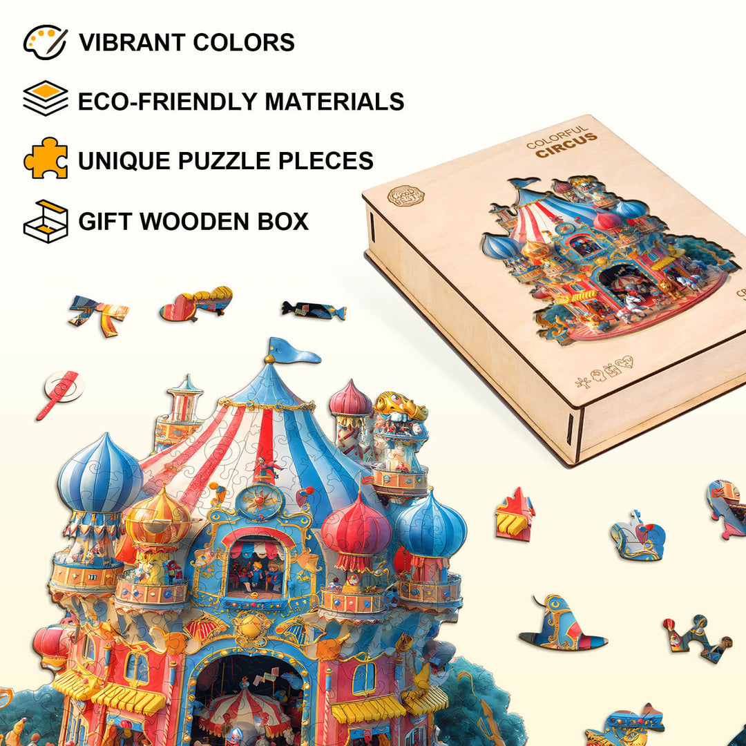 Colorful Circus Wooden Jigsaw Puzzle