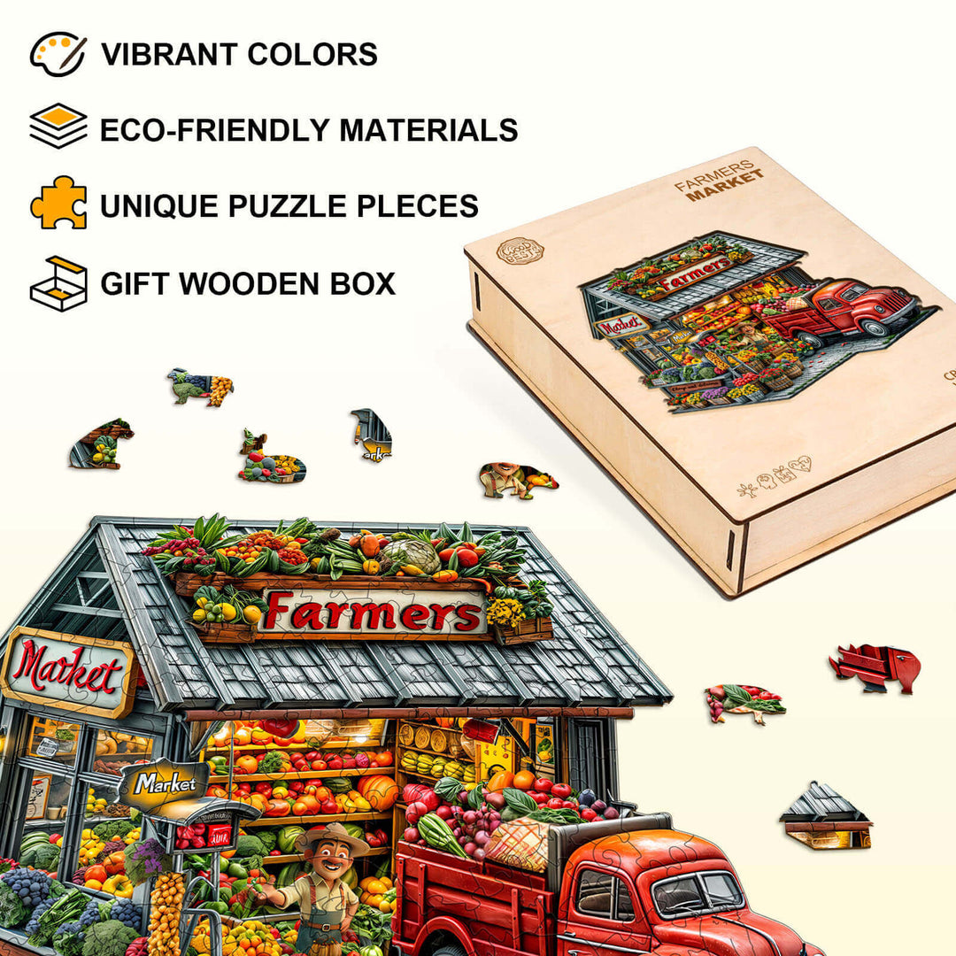 Farmers Market Wooden Jigsaw Puzzle