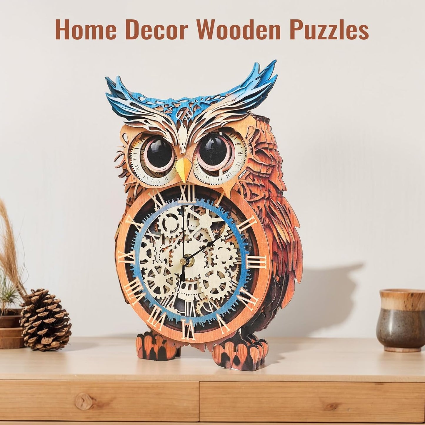 Hibou – Horloge en bois à faire soi-même, kit de bricolage puzzle 3D