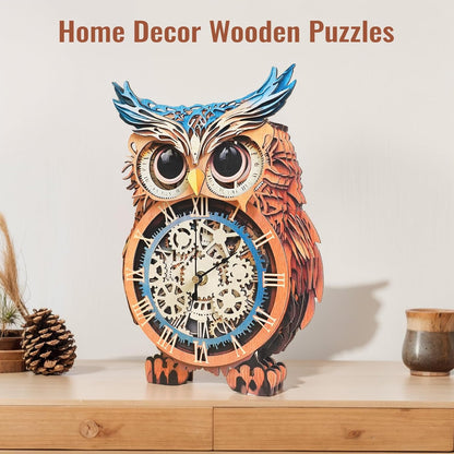 Hibou – Horloge en bois à faire soi-même, kit de bricolage puzzle 3D