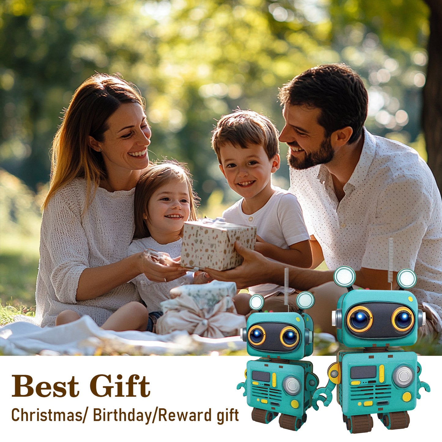 Cute Robot 3D DIY Walkie Talkie, STEM Wooden Puzzle Kit (1 pair)