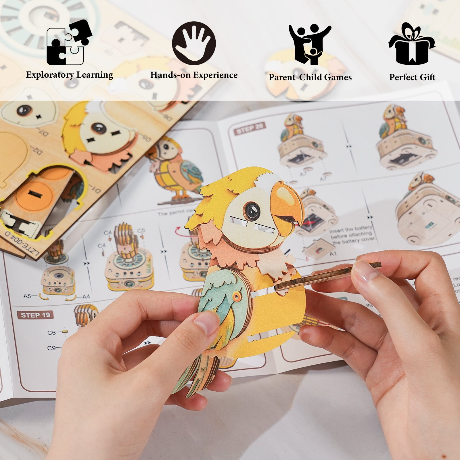 Cute Parrot - STEM Wooden DIY Recorder Kit for Kids