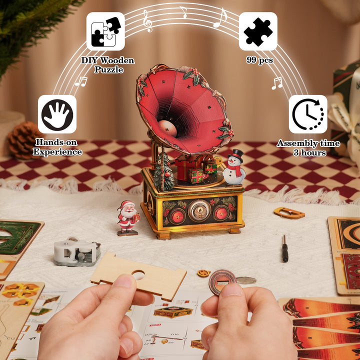 Christmas Tree Carol Mechanical DlY Kit, 3D Wooden Music Box
