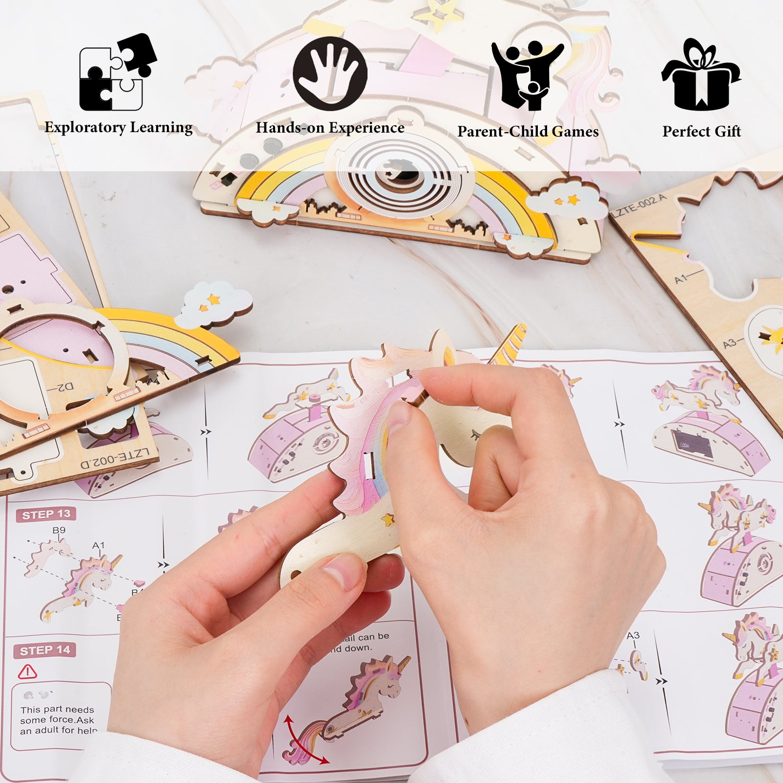 Strolling Unicorn - STEM Wooden DIY Recorder Kit for Kids