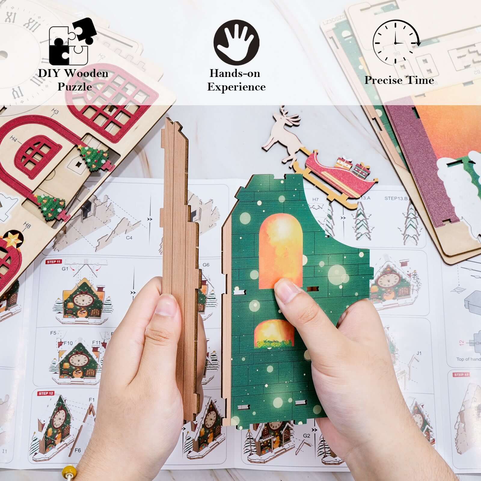 Christmas 3D Wooden Puzzle Clock Kit - Festive DIY Craft Fun – CUTYWOOD