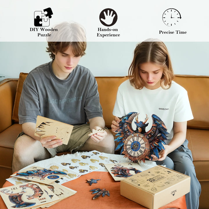 Thunderwing Sovereign DIY Wooden Clock, 3D Puzzle Craft Kit