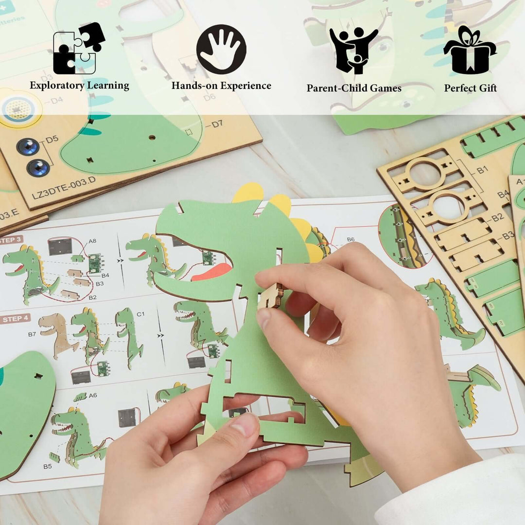 Baby T-Rex Dinosaur - STEM Wooden DIY Recorder Kit for Kids