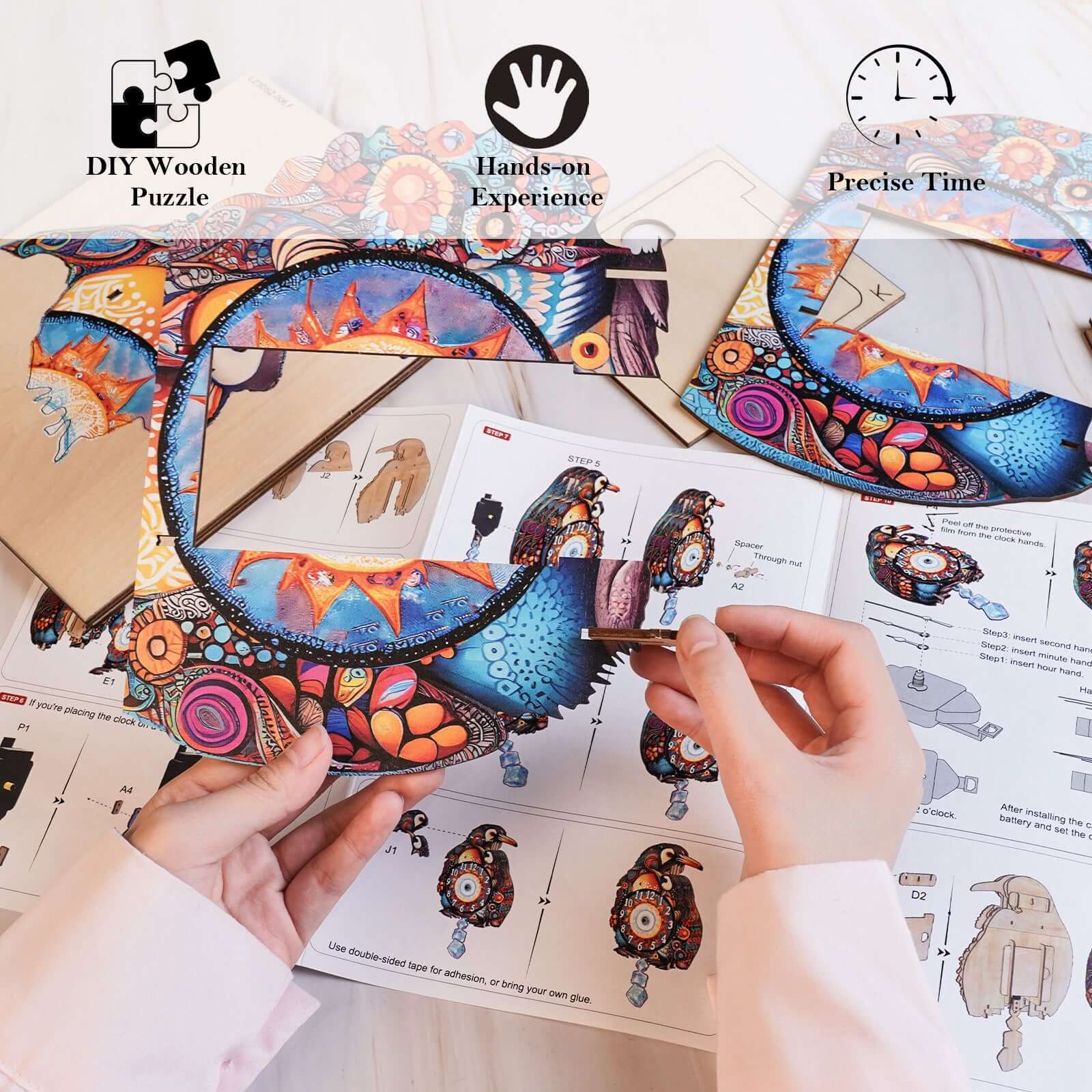 DIY Wooden Clock, 3D Puzzle Craft Kit