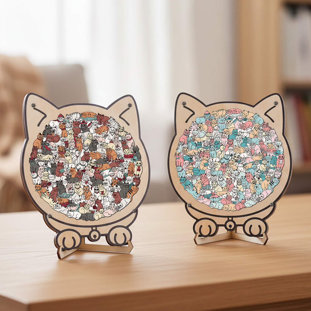 Colorful Cat/Dog Shaped Wooden Jigsaw Puzzle