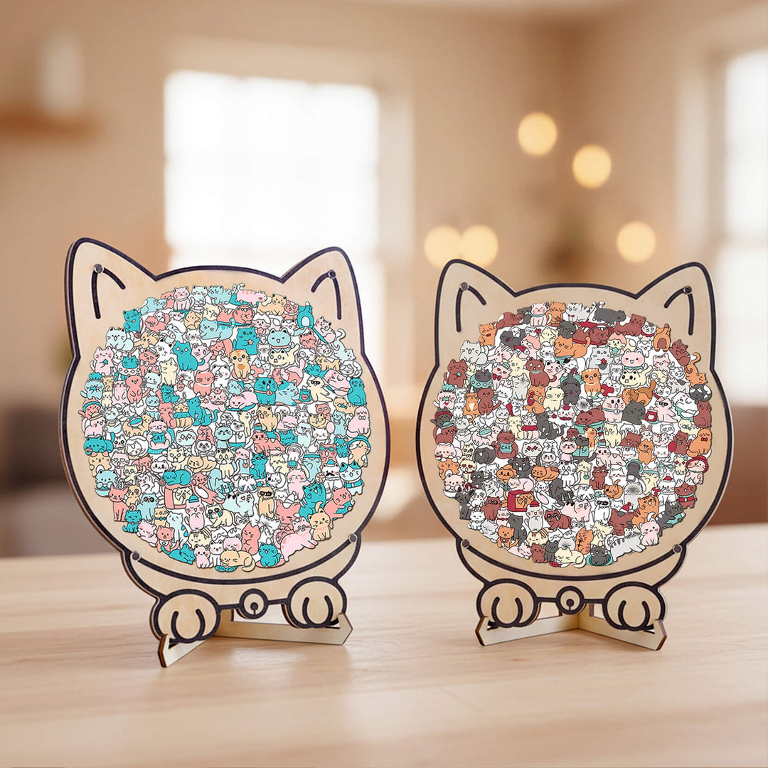 Colorful Cat/Dog Shaped Wooden Jigsaw Puzzle