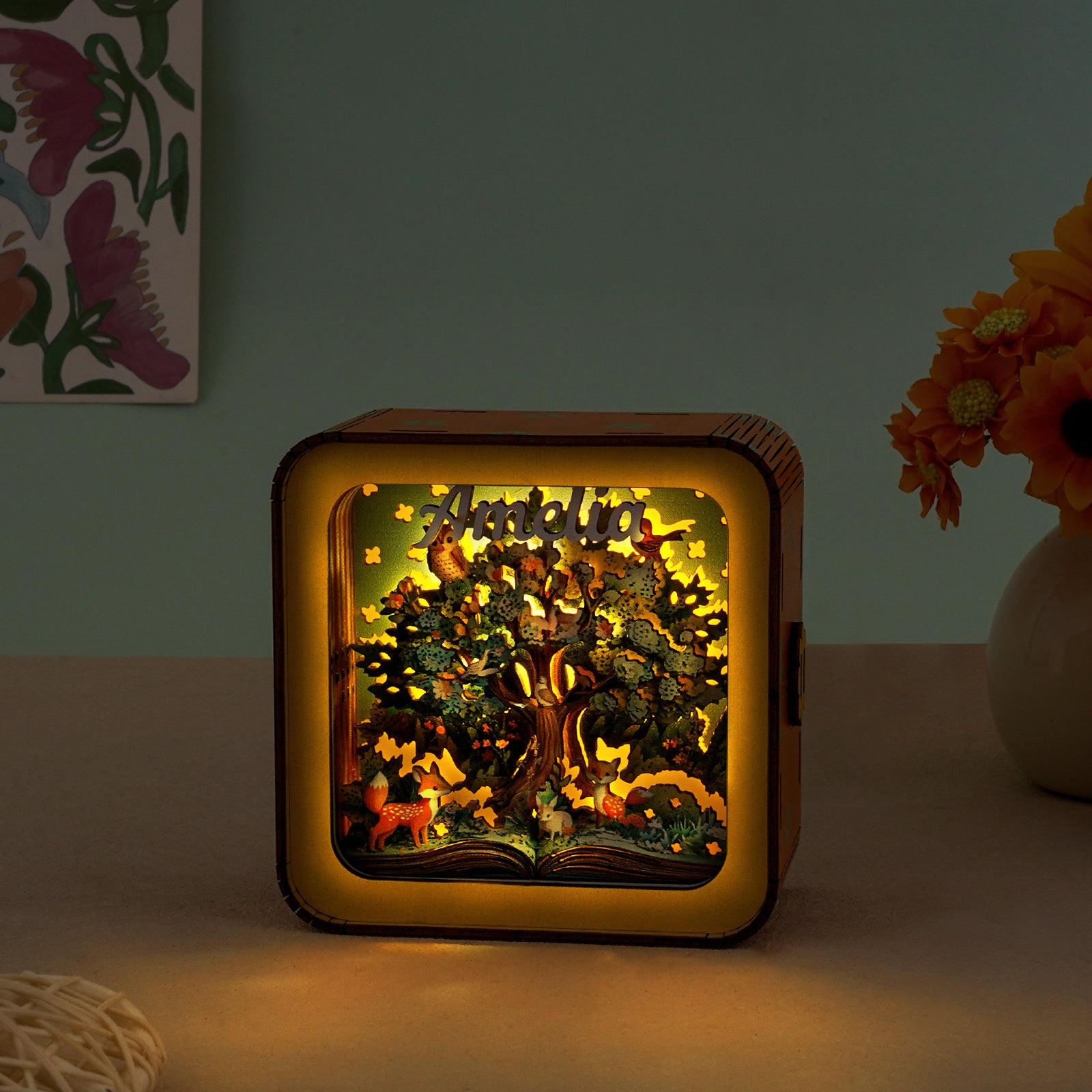 Magical Oak Tree - Personalized 3D Wooden Puzzle Night Light Kit For Kids