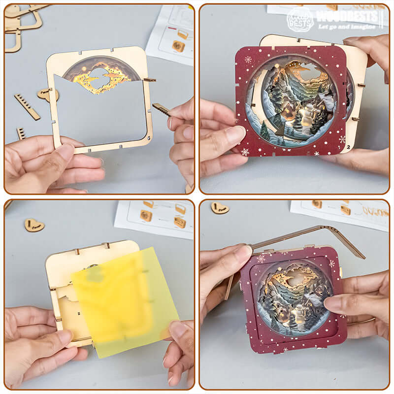 3D Wooden Puzzle Night Light, DIY kits for adults