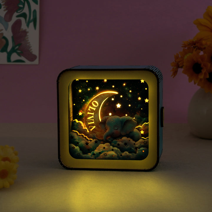 Sleeping On The Moon - Personalized 3D Wooden Puzzle Night Light Kit For Kids