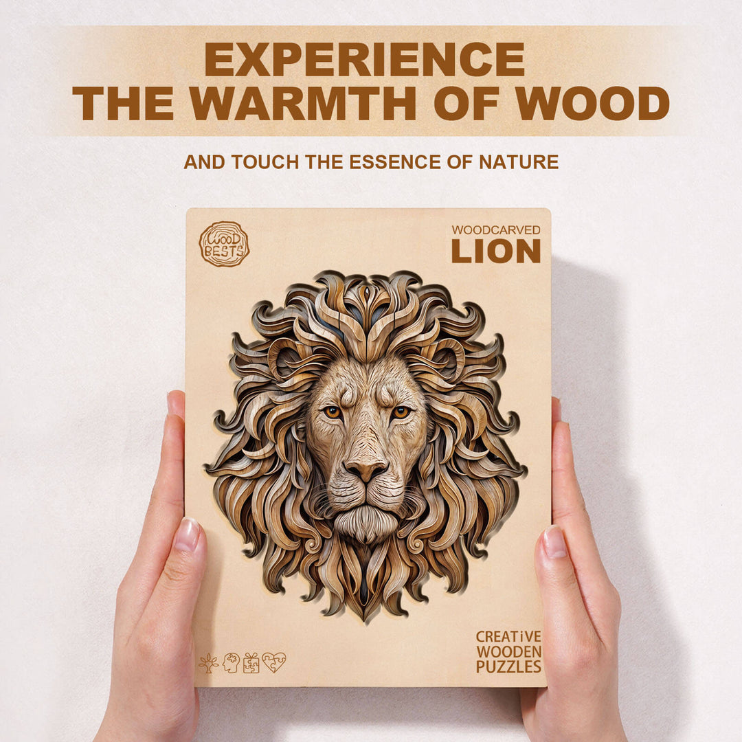 Woodcarved lion Wooden Jigsaw Puzzle