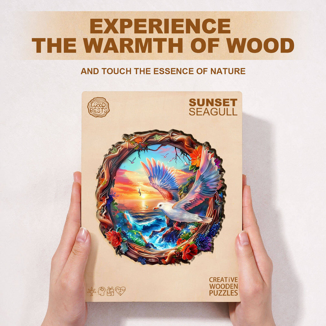 Sunset Seagull Wooden Jigsaw Puzzle